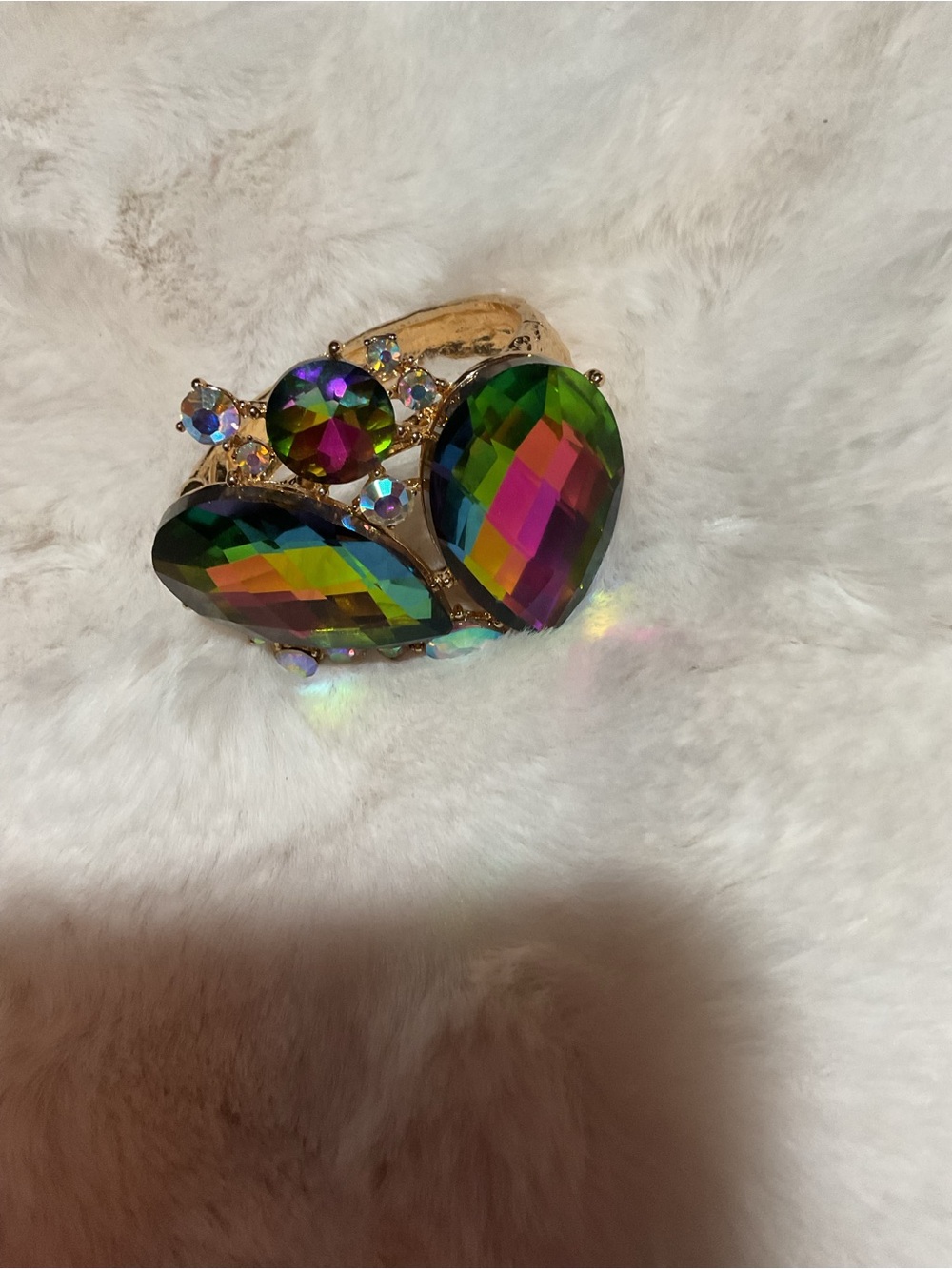 Gorgeous Iridescent Multicolor Crystal Statement Cuff Bracelet  - Women Jewelry